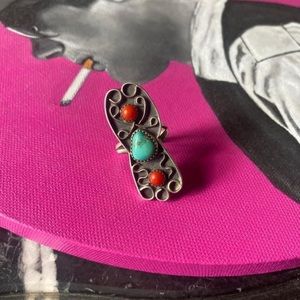 Genuine turquoise/coral ring size 7